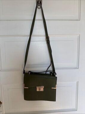 Olive Green Crossbody Bag with Gold-Tone Hardware